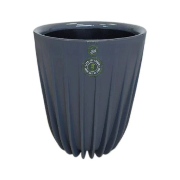 Горшок цветочный 10,2л 25*30см пластик СИГМА с вкладкой 8,4л антрацит (1)