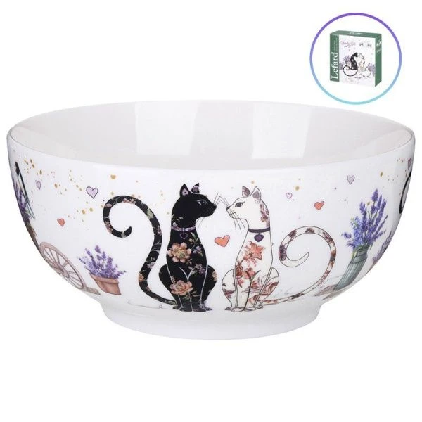 Салатник 730мл 15*7см фарфор ЛАВАНДОВЫЕ КОТЫ (36)
