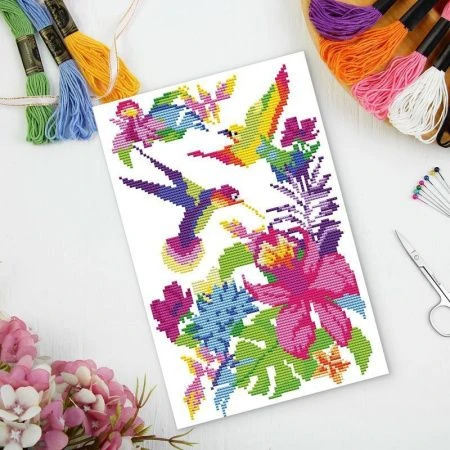 яяяНабор для вышивания крестиком текстиль Колибри 25*35см (игла, канва с рисунком, мулине) (10)