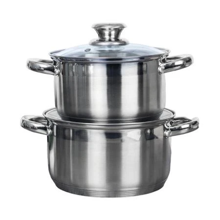 Набор кастрюль 2пр 2,5/3,5л нерж.сталь КВИНТА со стекл.крышками индукция FGN-2.5-3.5 (1)