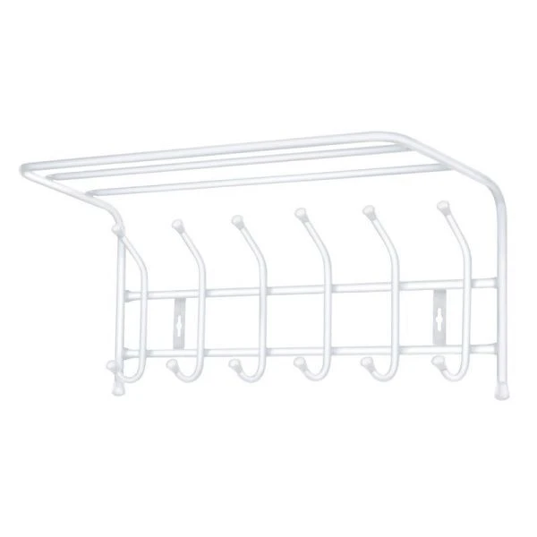 Вешалка с полкой настенная 600*238*268мм металл белая матовая ВП6 (5)