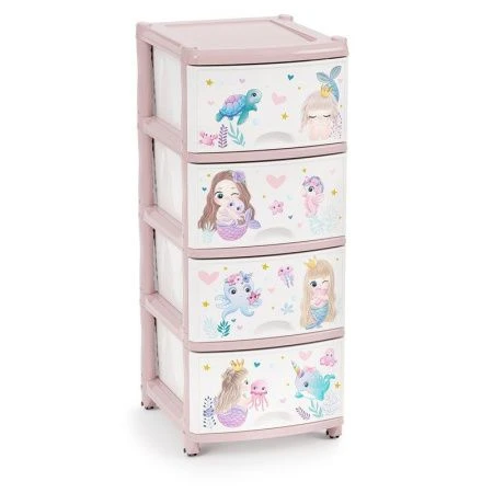 Комод детский 4-х секционный 48*38*98см пластик для девочек (1)