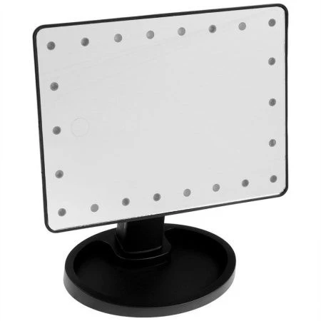 Зеркало настольное KZ-06 с подсветкой 26,5*16*12см пластик черное (36)