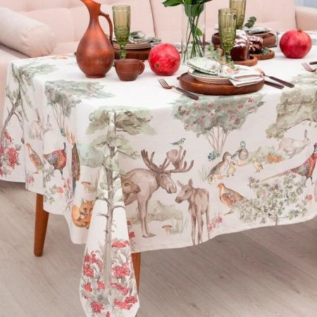 Скатерть 100%хлопок/саржа 148*218+/-2см Forest landscape 190г/м2