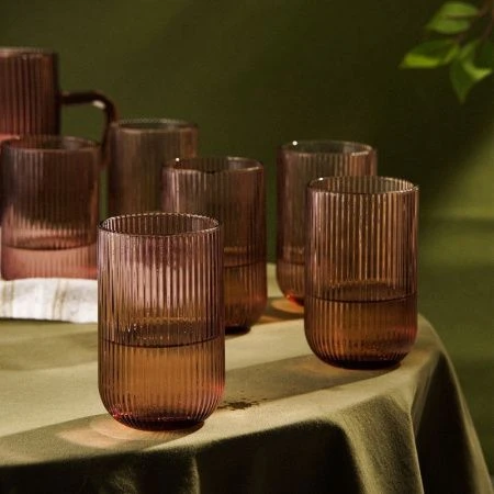 Стаканы набор 6шт 400мл стекло МОДЕРН розовый 13*8см