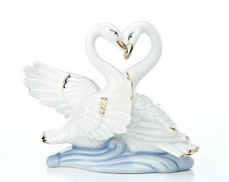 яяяФигурка ПАРА ЛЕБЕДЕЙ 13*7*11см (фрф) подар.уп. (60)