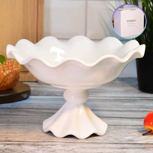 Фруктовница на ножке фарфор 20см (8)