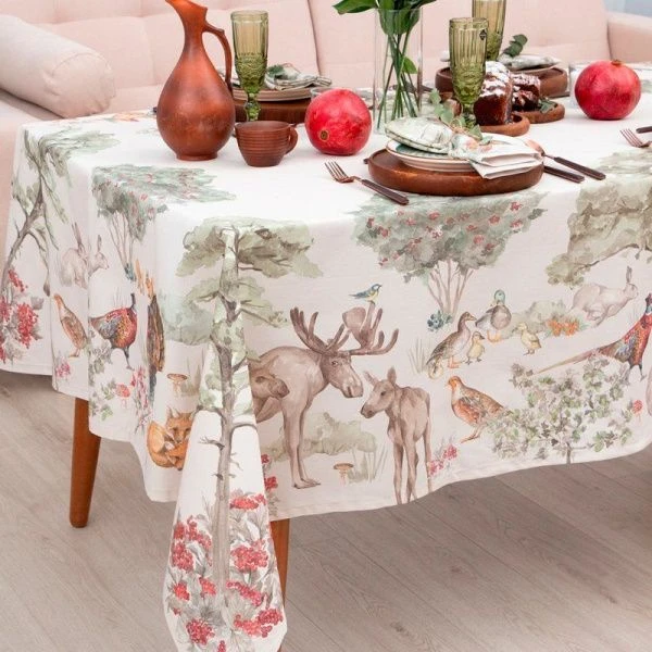 Скатерть 100%хлопок/саржа 148*218+/-2см Forest landscape 190г/м2