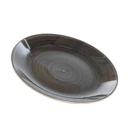 Тарелка мелкая 19см керамика Аэрография СЕРЕБРО десертная (6/48)