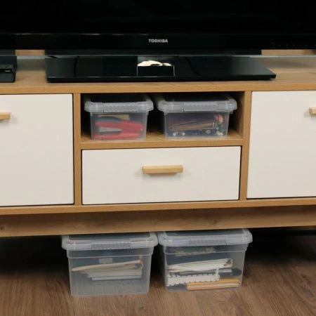 Контейнер для хранения 21л 400*294*252мм пластик Standart с ручкой прозрачный/серый (4)