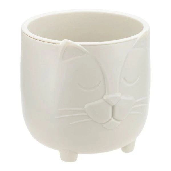 Кашпо 650мл d115мм пластик БАСЯ со вставкой белый ротанг (6)