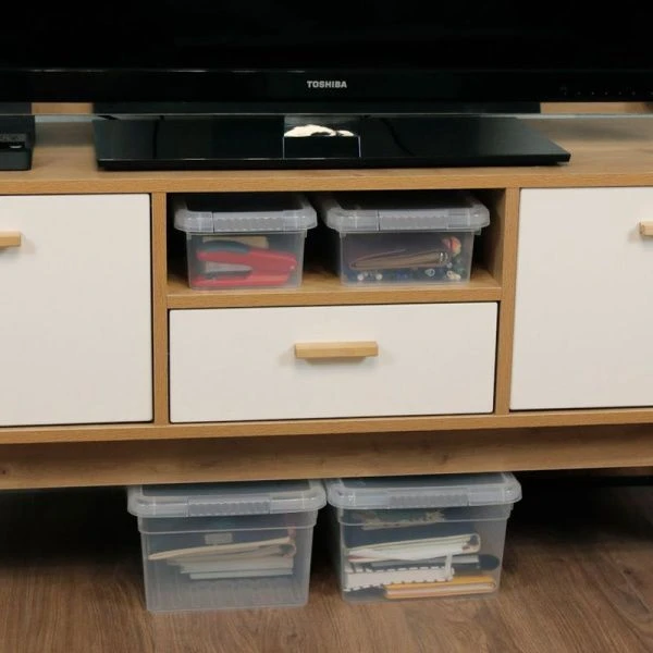 Контейнер для хранения 21л 400*294*252мм пластик Standart с ручкой прозрачный/серый (4)