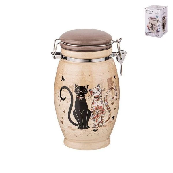 Банка для сыпучих продуктов 1,1л 20см керамика ПАРИЖСКИЕ КОТЫ (18)