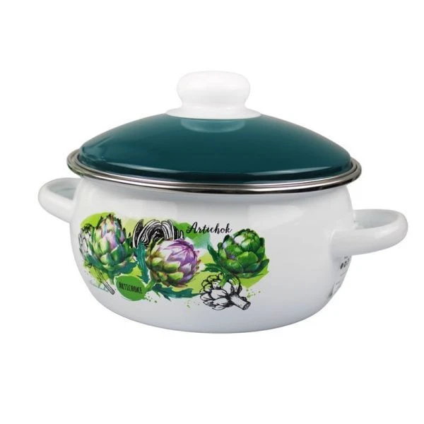 Набор кастрюль 3пр 2/3/4л эмаль АРТИШОК белый сферический 10-327/6 (1)