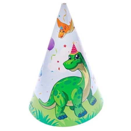 Колпак бумажный (набор 6шт. 16см) Динозавр  ШН-6901