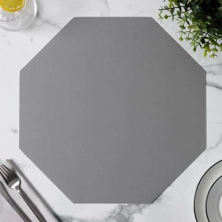 Салфетка кухонная 38*38см экокожа ТЭМ восьмиугольник серый (120)