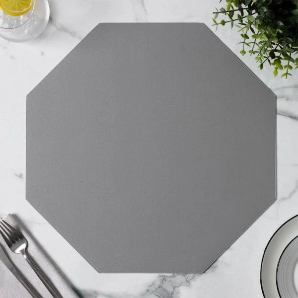 Салфетка кухонная 38*38см экокожа ТЭМ восьмиугольник серый (120)