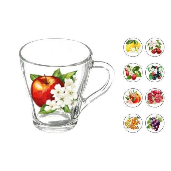 Кружка 280мл стекло Грация ЦВЕТЫ И ФРУКТЫ (20)