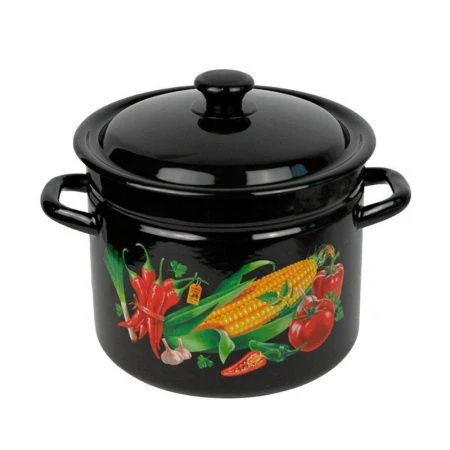 Кастрюля 7л эмаль ЦАРИЦА ПОЛЕЙ цилиндрическая борт коричневая с рис. 41804-192/6 (2)