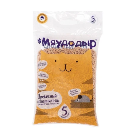 Наполнитель древесный для кошачьего туалета Мяудодыр ЭКО 5кг (10,5л) (1)