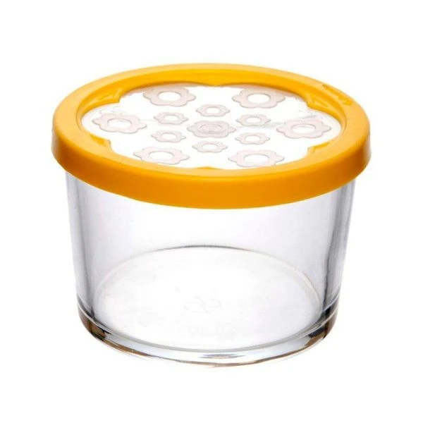 Банка 220мл стекло БЕЙСИК с желтой пласт.крышкой (12)