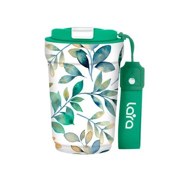 Термокружка 420мл нерж.сталь зеленый двойные стенки прорезин.дно LARA LR04-28 (24)