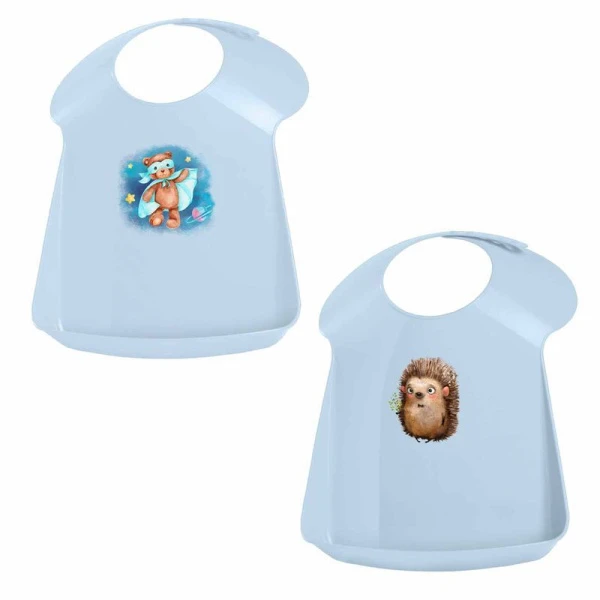 Нагрудник детский 340*240*65мм пластик голубой/светло-голубой (20)