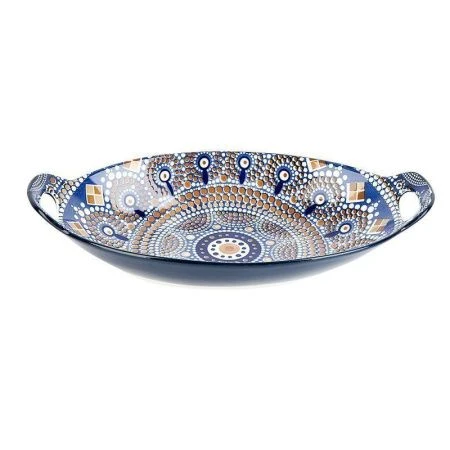 Блюдо 27,5*15,5*4,5см фарфор Arabesque бирюзовый овальное с ручками (36)