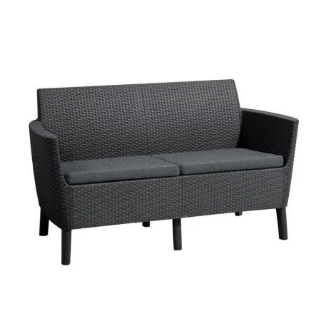 Диван 2-х местный 134*66,5*76см пластик Salemo графит (1)
