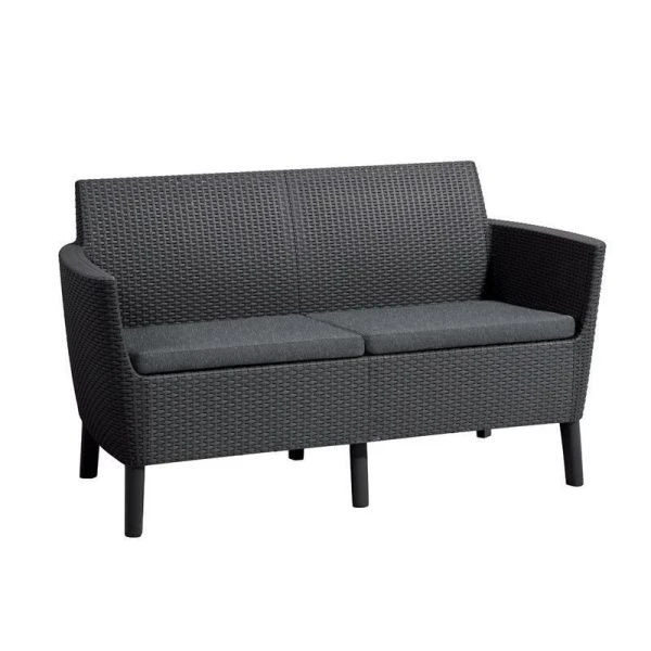 Диван 2-х местный 134*66,5*76см пластик Salemo графит (1)