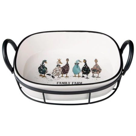 Форма для запекания 1,8л 30*19*9,5см фарфор FAMILY FARM на мет. подставке (8)