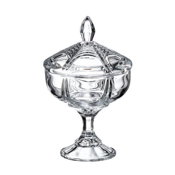 Конфетница 24см стекло ОРИОН с крышкой на ножке