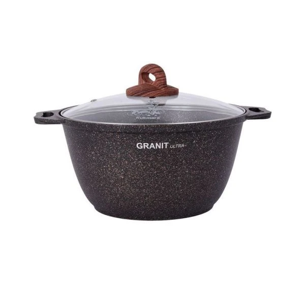 Кастрюля 2л алюминий АП GRANIT ULTRA Original  стекл.крышка (3)