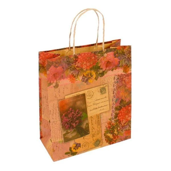 Пакет крафт 22*26*10см ретро Цветочная феерия (6/204)