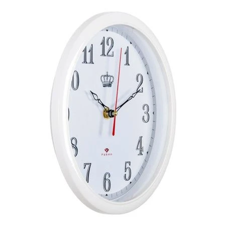 Часы настенные пластик 22см РУБИН Императорские белые (10)