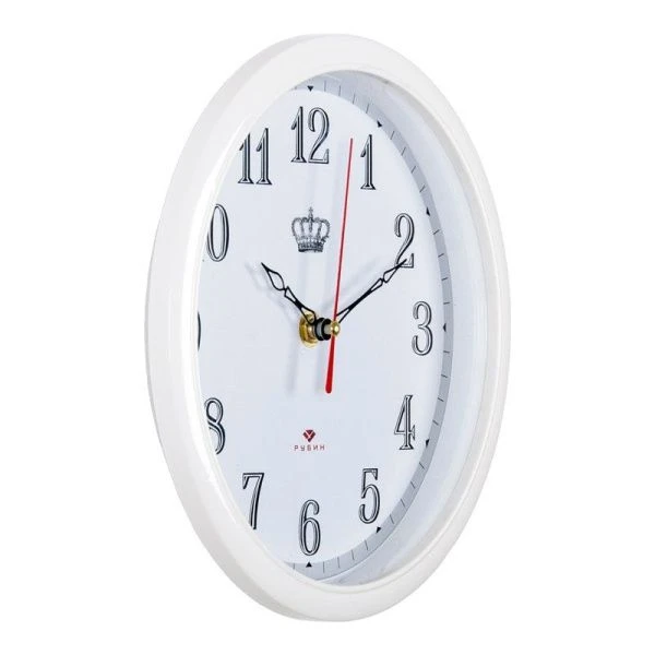 Часы настенные пластик 22см РУБИН Императорские белые (10)