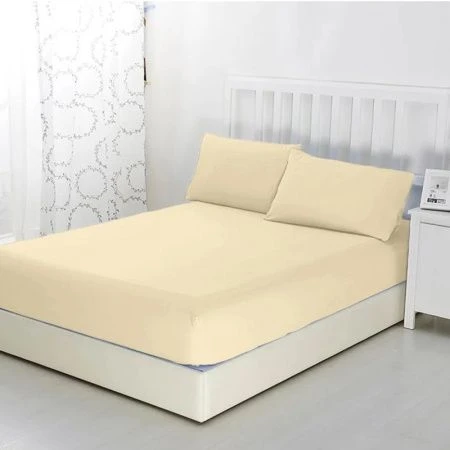 Простыня на резинке 180*200*20 трикотаж Молочный