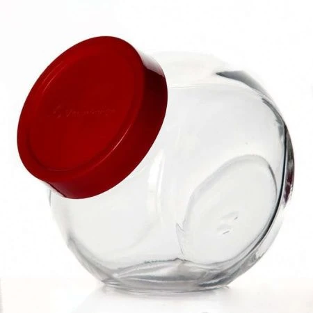 Банка для сыпучих продуктов 200мл стекло БЕЛЛА с красной крышкой (48/12)