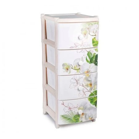Комод 4-х секционный 39,5*50*98см пластик ОРХИДЕЯ (1)