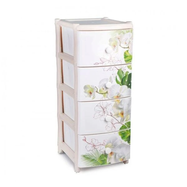 Комод 4-х секционный 39,5*50*98см пластик ОРХИДЕЯ (1)