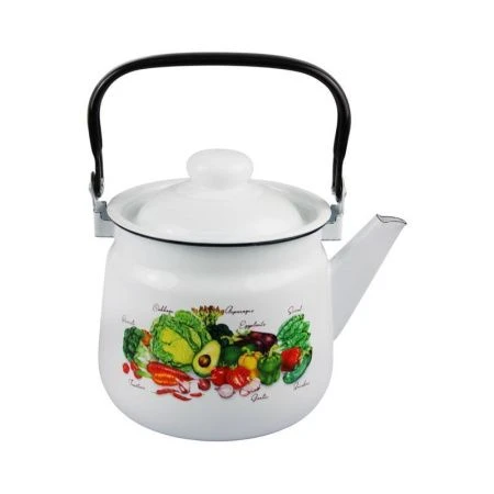 Чайник 2,5л эмаль УРОЖАЙ белый с рис. 01-2711/4 (4)