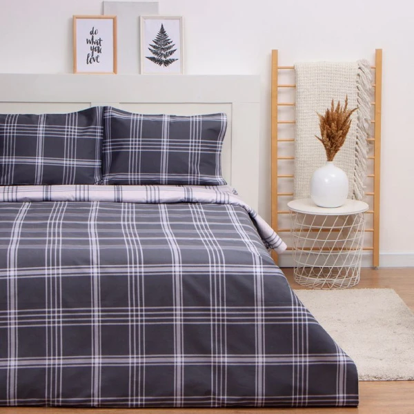 КПБ 1,5сп сатин 100%хлопок LoveLife (пр.150*225, под.143*215, нав.50*70*2, рис. Square gray) 125г/м