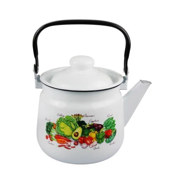 Чайник 2,5л эмаль УРОЖАЙ белый с рис. 01-2711/4 (4)