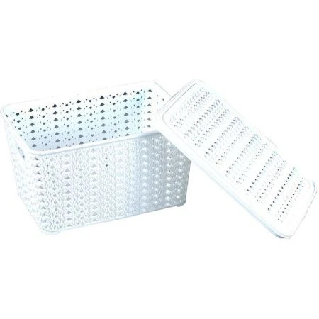 Ящик 5л пластик ВЯЗАНИЕ белый с крышкой (20)