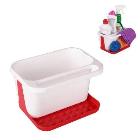 Подставка для моющих средств 21,5*15*13см бело-красная (19/15)