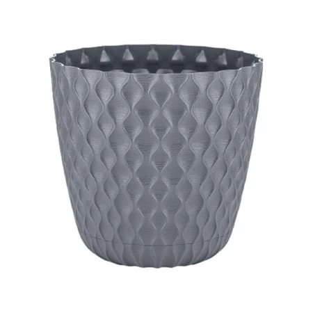Горшок для цветов 10л d270мм пластик Wave с дренажной сеткой, съем.поддоном вулк.серый (12)