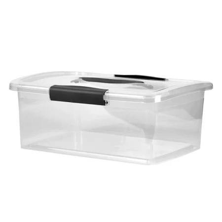 Ящик для хранения 11л 35*23,5*22,2см пластик Vision с защелками и ручкой прозрачный кристалл (6)