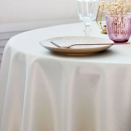 Скатерть 150*110см полиэстер 86% хлопок 14% ГЛАДЬ молочная 3425-05