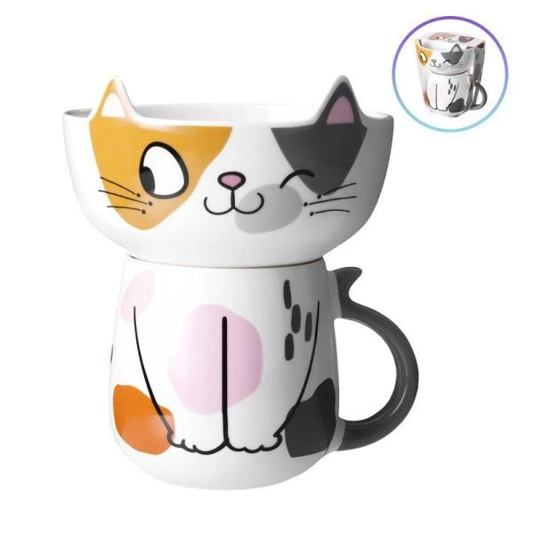 Набор для завтрака 2пр (салатник 500мл, кружка 450мл) фарфор Cat (16)