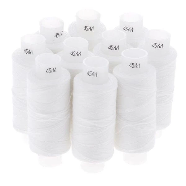 Нитки белые набор 10шт полиэстер синтетические 100 Экстра 200м (116)